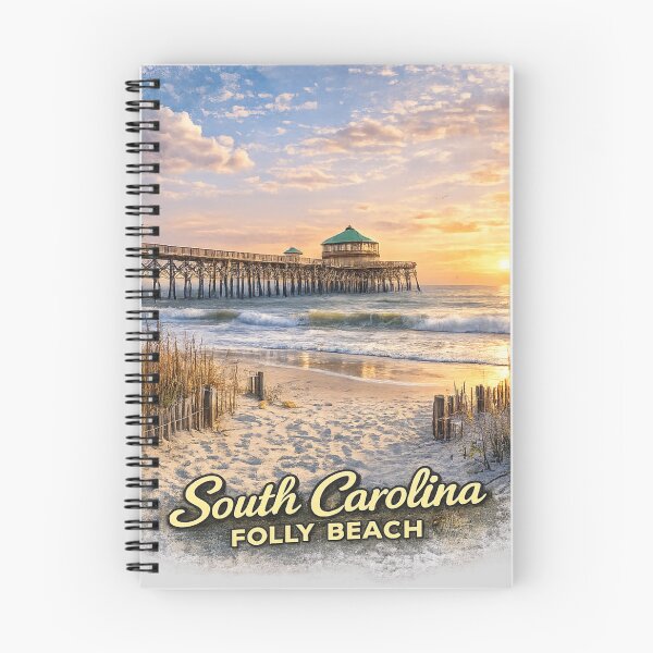 Item preview, South Carolina Folly Beach Pier Sticker – Coastal Sunset Travel Design designed and sold by SamEmbersLiving.