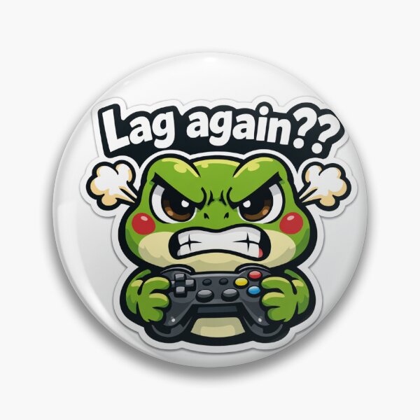 Item preview, Pegatina del meme de la rana gamer: "¿Otra vez lag?" designed and sold by IntroInk.