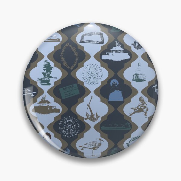 Item preview, Duluth Vertical Scallops on Blue & Khaki designed and sold by Digitalmyth's Designs.