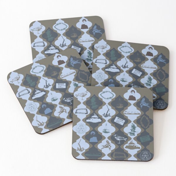 Item preview, Duluth Vertical Scallops on Blue & Khaki designed and sold by Digitalmyth's Designs.