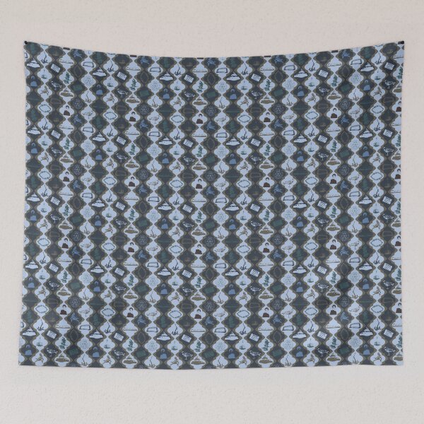 Item preview, Duluth Vertical Scallops on Blue & Khaki designed and sold by Digitalmyth's Designs.