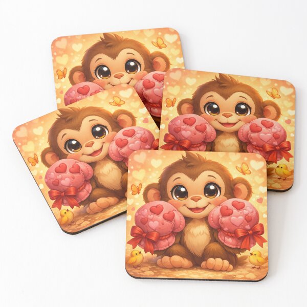 Item preview, Adorable Punch Monkey - Boxing for Love & Cute Hearts Illustration designed and sold by Yasmine Mohammed.