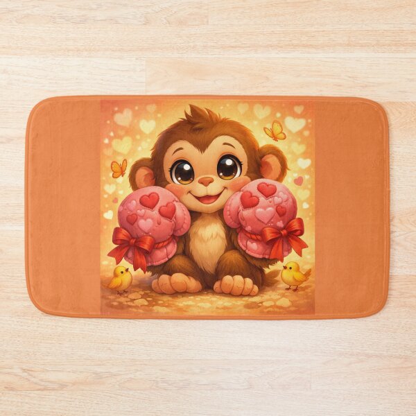 Item preview, Adorable Punch Monkey - Boxing for Love & Cute Hearts Illustration designed and sold by Yasmine Mohammed.