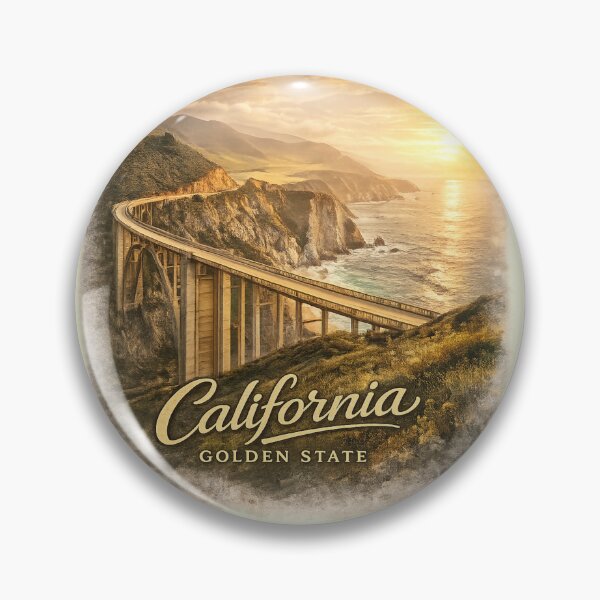 Item preview, California Golden State Big Sur Coast Vintage Travel Sticker | Bixby Bridge Pacific Coast Landscape designed and sold by SamEmbersLiving.