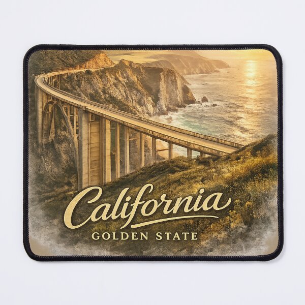 Item preview, California Golden State Big Sur Coast Vintage Travel Sticker | Bixby Bridge Pacific Coast Landscape designed and sold by SamEmbersLiving.