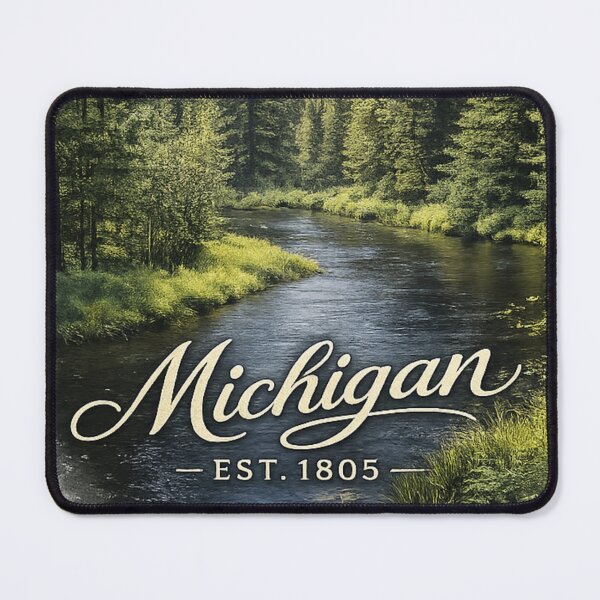 Item preview, Michigan River Forest Vintage Travel Sticker | Michigan Est. 1805 Nature Landscape | Great Lakes State Wilderness designed and sold by SamEmbersLiving.