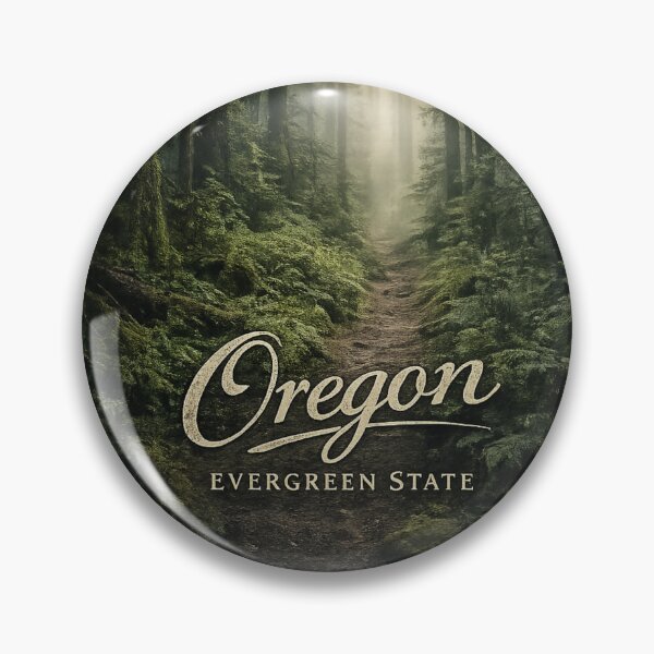 Item preview, Oregon Evergreen State Forest Vintage Travel Sticker | Pacific Northwest Pine Forest Nature Landscape designed and sold by SamEmbersLiving.