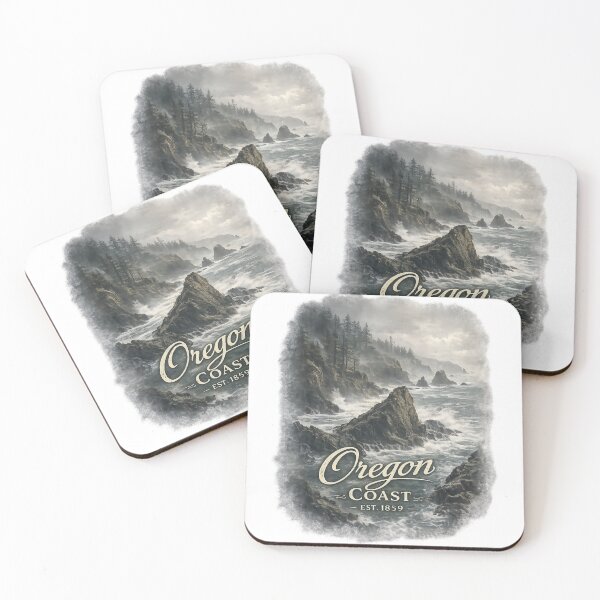 Item preview, Oregon Coast Rocky Cliffs Vintage Travel Sticker | Pacific Northwest Ocean Landscape | Oregon Coast Est. 1859 designed and sold by SamEmbersLiving.