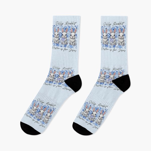 Item preview, Silly Rabbit Easter is for Jesus Blue and White Embroidery designed and sold by Forevermore.