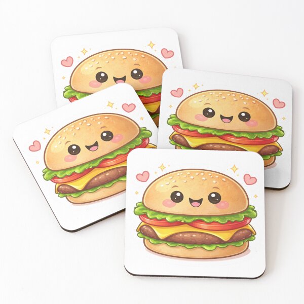 Item preview, Cute Kawaii Burger Sticker – Happy Cartoon Cheeseburger Food Lover Design designed and sold by Dasts Cart.