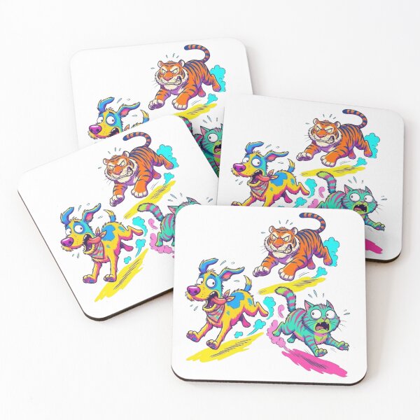 Item preview, Dogs and cats are running away from tigers. designed and sold by PP&RAINBOW SHOP.