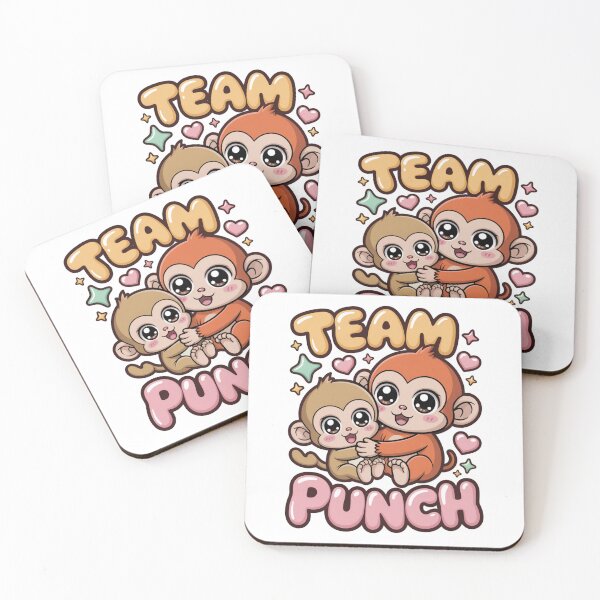 Item preview, Team Punch – Kawaii Rust Orange Monkey Hugging Baby Two-Tone Bubble Letter Graphic Tee | Cute Monkey Shirt designed and sold by DarylWelsh2024.