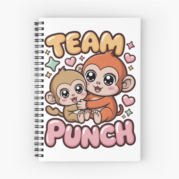 Item preview, Team Punch – Kawaii Rust Orange Monkey Hugging Baby Two-Tone Bubble Letter Graphic Tee | Cute Monkey Shirt designed and sold by DarylWelsh2024.