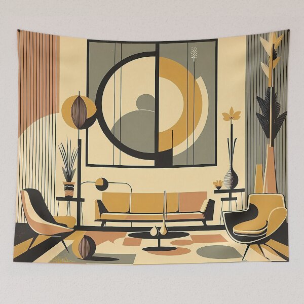 Item preview, Mid Century Modern Interior Design Autumn Hues Livingroom designed and sold by Lee Hiller Designs.