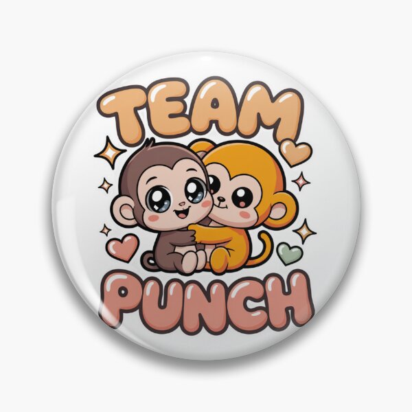 Item preview,  Team Punch – Kawaii Blue-Eyed Brown Monkey & Golden Orange Hugger Peach Blush Sticker Graphic Tee | BFF Shirt designed and sold by DarylWelsh2024.