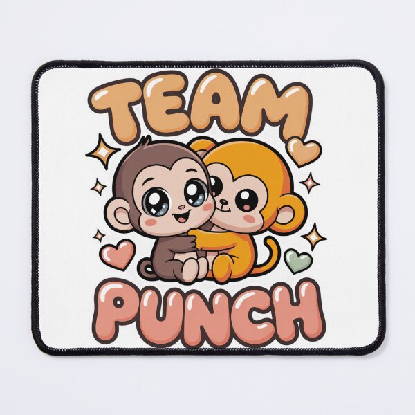 Item preview, Team Punch – Kawaii Blue-Eyed Brown Monkey & Golden Orange Hugger Peach Blush Sticker Graphic Tee | BFF Shirt designed and sold by DarylWelsh2024.