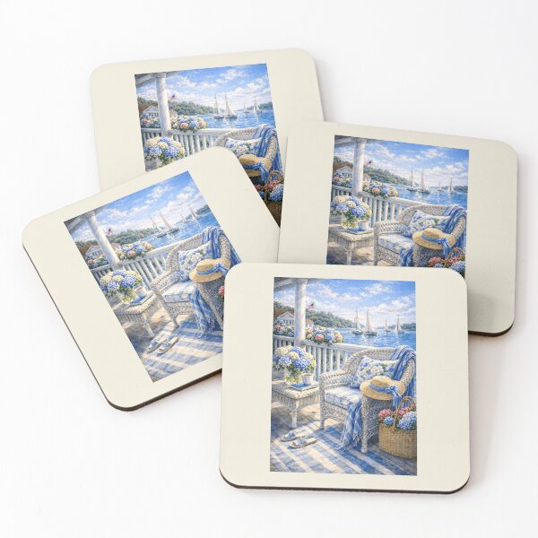 Item preview, Coastal Grandmother — Elegant Seaside Porch Scene designed and sold by Novel Works Studio.