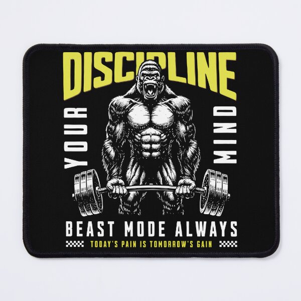 Item preview, Discipline Your Mind - Beast Mode Gorilla Gym Motivation designed and sold by Abaseen.