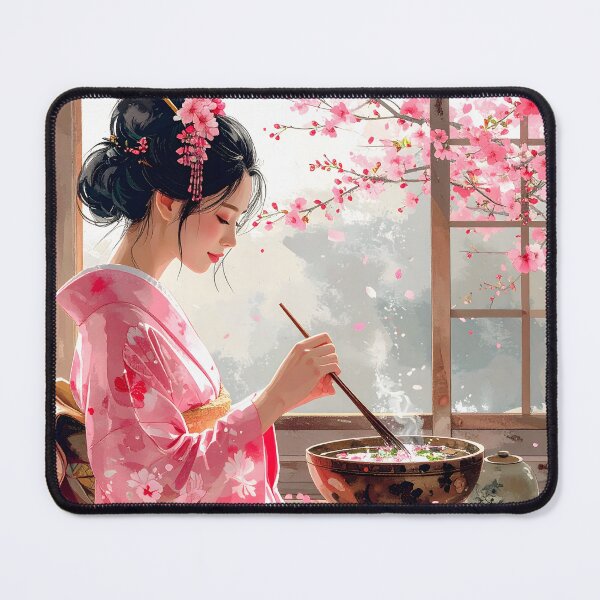 Item preview, Sakura Tea Ceremony — Zen Spring Japanese Illustration designed and sold by Schoenenwald - Illustrations Uniques et Originales.