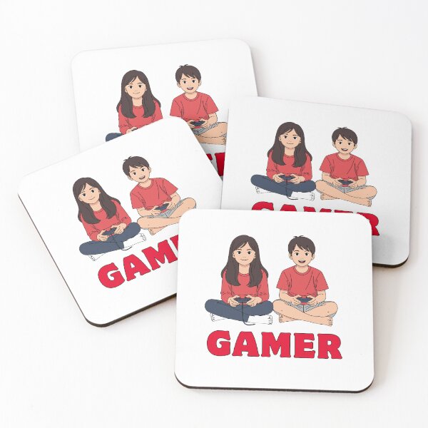 Item preview, Gamer Family Fun – Boy & Girl Cartoon Gaming  designed and sold by Rasheedaholik.