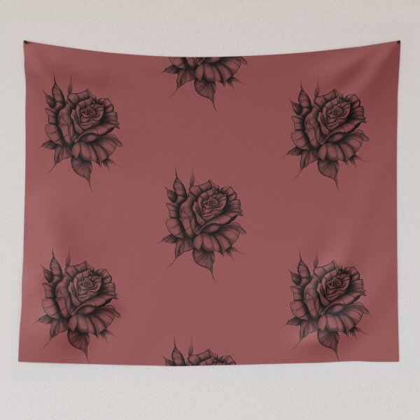 Item preview, Detailed Black And White Rose Flower Line Art Illustration designed and sold by BazgrolyDOT.