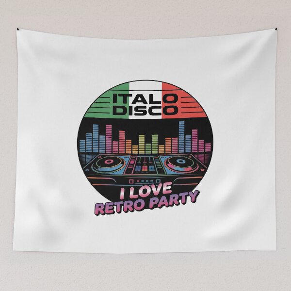 Item preview, Italo Disco I Love Retro Party – 80s DJ Turntable Vintage Disco Design designed and sold by ArcticFoxStudio.
