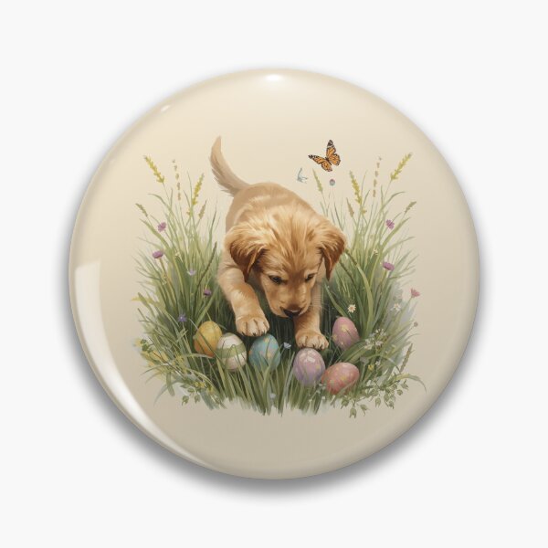 Item preview, Golden Retriever Puppy Easter Egg Hunt – Cute Spring Dog with Easter Eggs designed and sold by Willow & Ink.