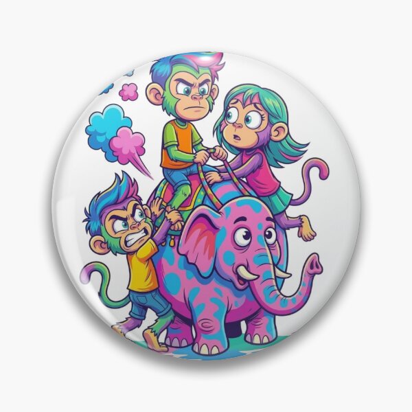 Item preview, Three monkeys riding on the back of an elephant. designed and sold by PP&RAINBOW SHOP.
