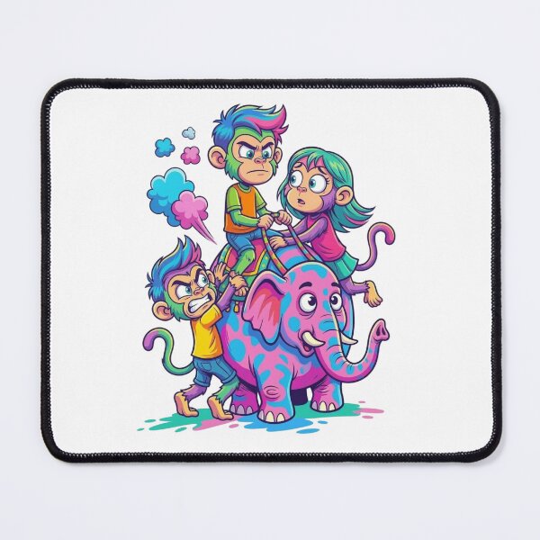 Item preview, Three monkeys riding on the back of an elephant. designed and sold by PP&RAINBOW SHOP.