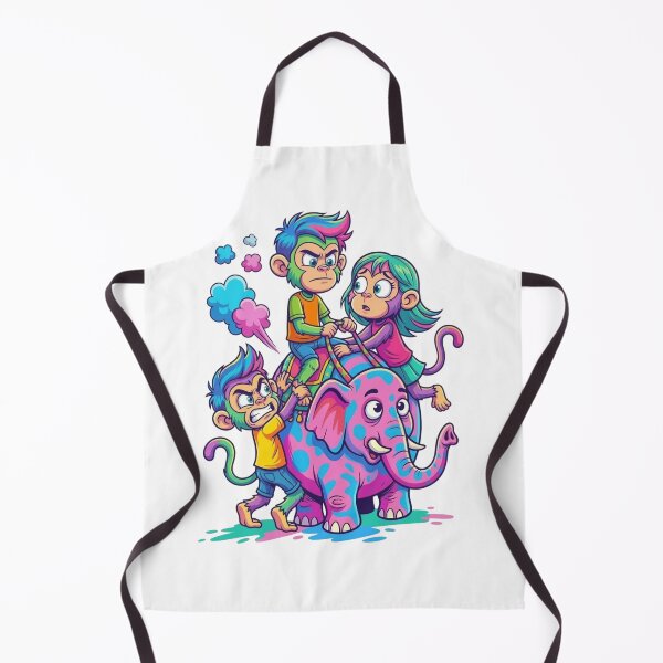 Item preview, Three monkeys riding on the back of an elephant. designed and sold by PP&RAINBOW SHOP.