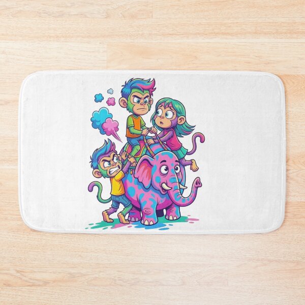 Item preview, Three monkeys riding on the back of an elephant. designed and sold by PP&RAINBOW SHOP.