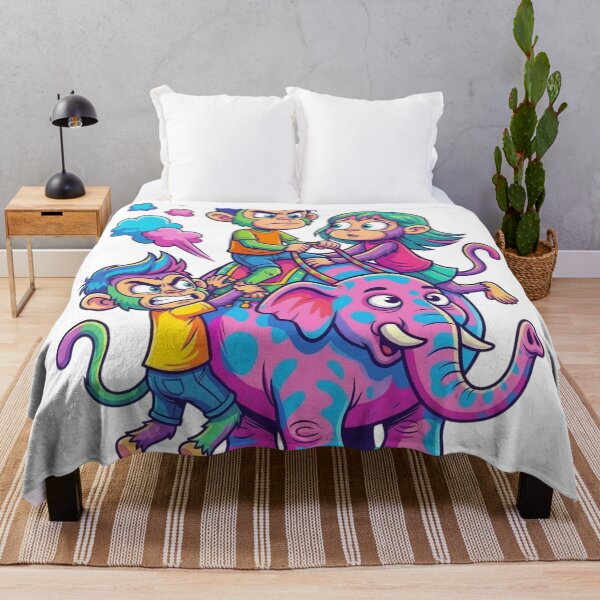 Item preview, Three monkeys riding on the back of an elephant. designed and sold by PP&RAINBOW SHOP.