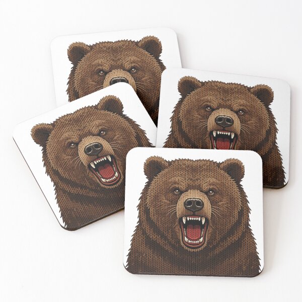 Item preview, Roaring Grizzly Bear - Knitted Texture Vintage Wildlife Aggressive Design designed and sold by Pattern-Parade.