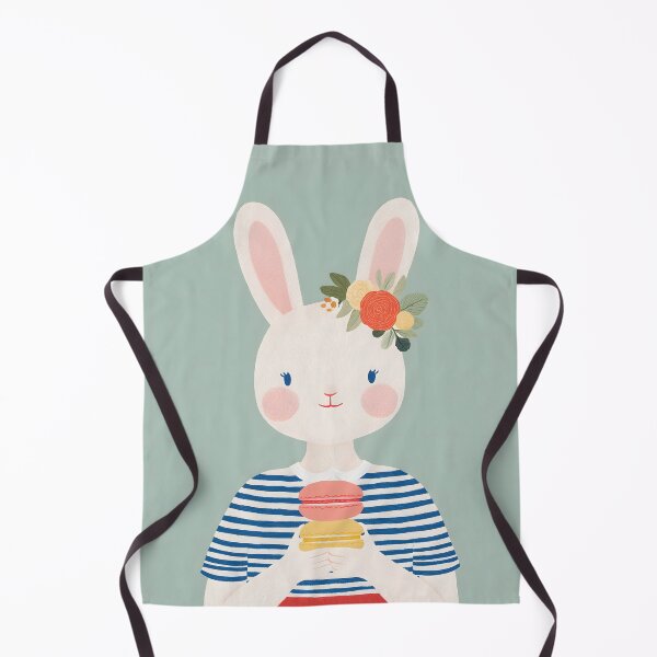 Item preview, Kawaii French Bunny Girl with Macaron Cute Paris Style Illustration designed and sold by BobaBunny76.