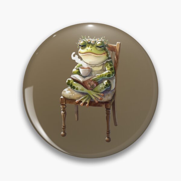 Item preview, Cozy Cottagecore Watercolor Frog Reading Book and Drinking Tea designed and sold by FarmOfCuties.