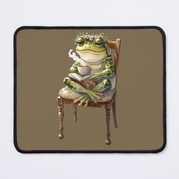 Item preview, Cozy Cottagecore Watercolor Frog Reading Book and Drinking Tea designed and sold by FarmOfCuties.