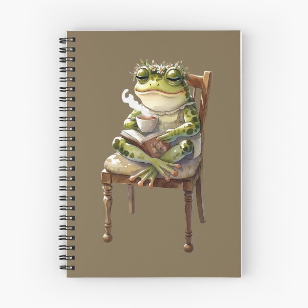 Item preview, Cozy Cottagecore Watercolor Frog Reading Book and Drinking Tea designed and sold by FarmOfCuties.