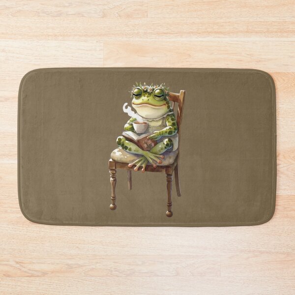 Item preview, Cozy Cottagecore Watercolor Frog Reading Book and Drinking Tea designed and sold by FarmOfCuties.