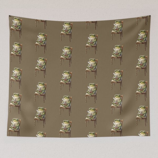 Item preview, Cozy Cottagecore Watercolor Frog Reading Book and Drinking Tea designed and sold by FarmOfCuties.