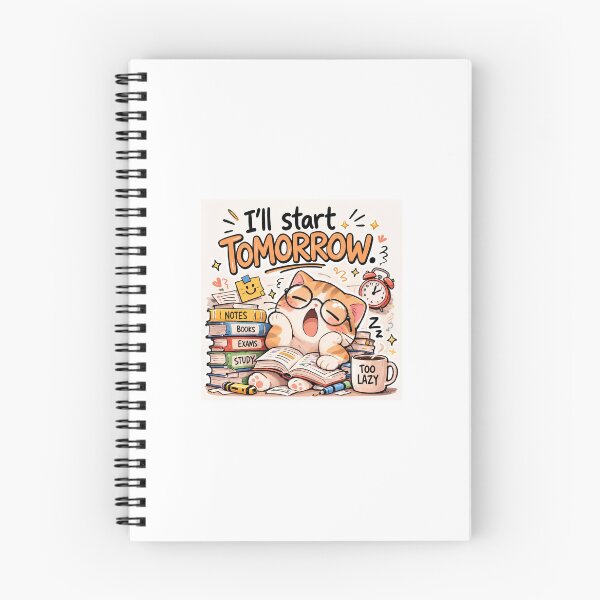 Item preview, Study Cat Meme Sticker – “I’ll Start Tomorrow” designed and sold by IntroInk.