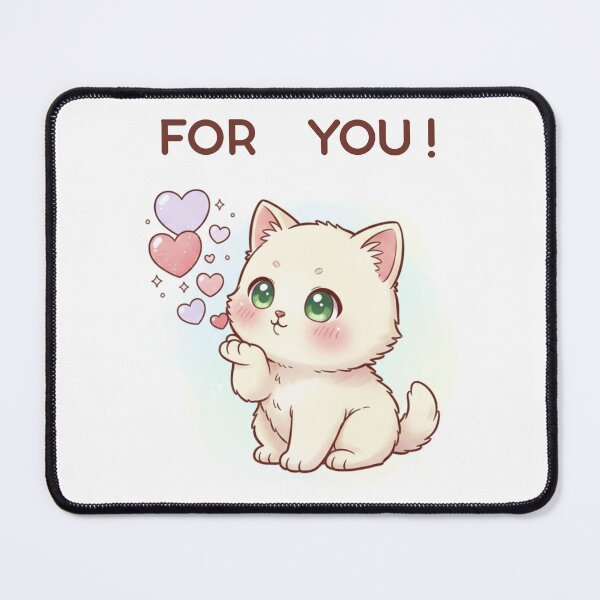 Item preview, Cute White Kitty Saying "FOR YOU!" — Kawaii Gift Illustration designed and sold by HALYNA070824.