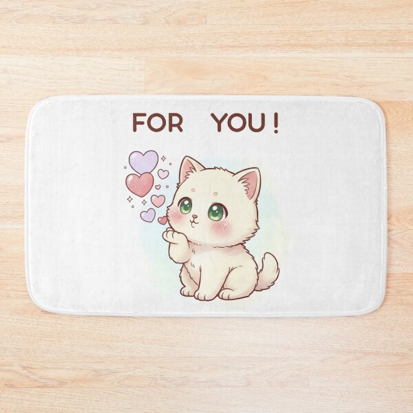 Item preview, Cute White Kitty Saying "FOR YOU!" — Kawaii Gift Illustration designed and sold by HALYNA070824.