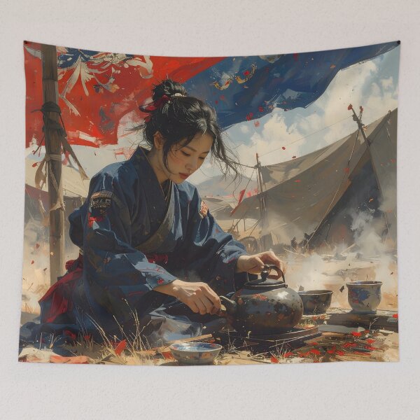 Item preview, Samurai tea ceremony — Zen bushido aesthetic designed and sold by Schoenenwald - Illustrations Uniques et Originales.