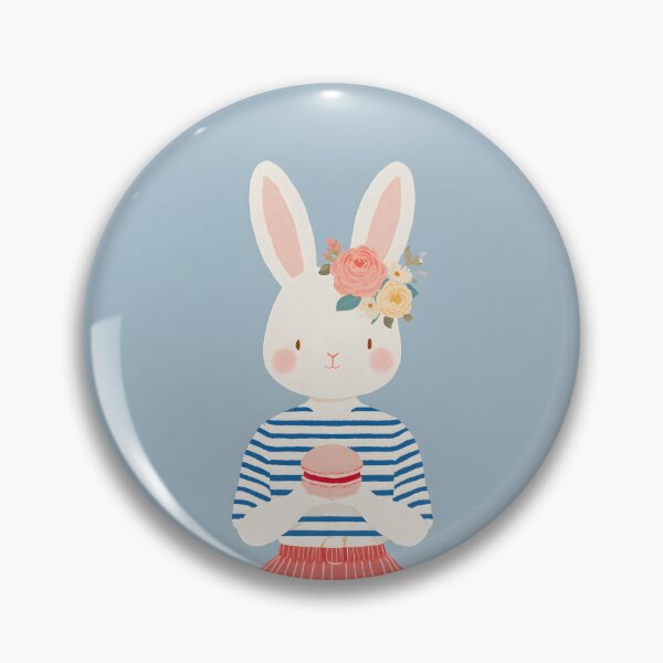Item preview, Kawaii French Bunny Girl with Macaron Cute Paris Style Illustration designed and sold by BobaBunny76.