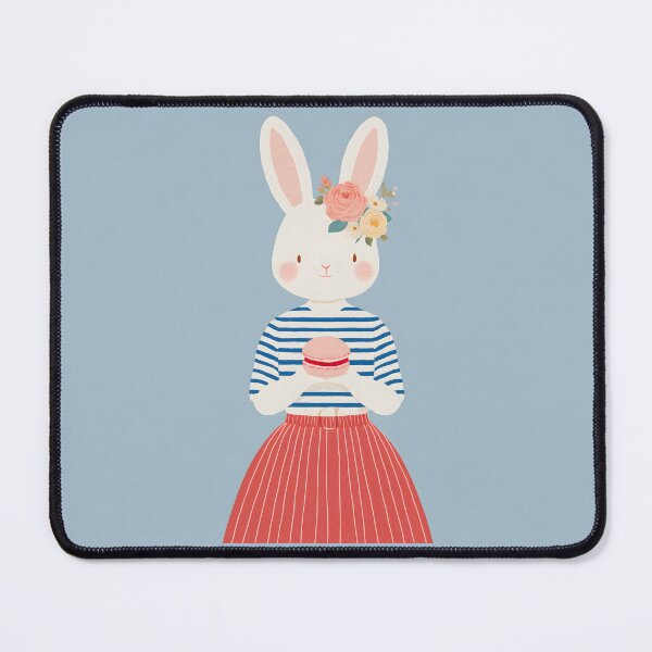 Item preview, Kawaii French Bunny Girl with Macaron Cute Paris Style Illustration designed and sold by BobaBunny76.