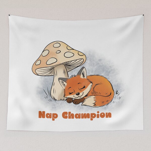 Item preview, Nap Champion Fox – Cute Sleeping Fox Mushroom Cottagecore Design designed and sold by SimoesArtistry.
