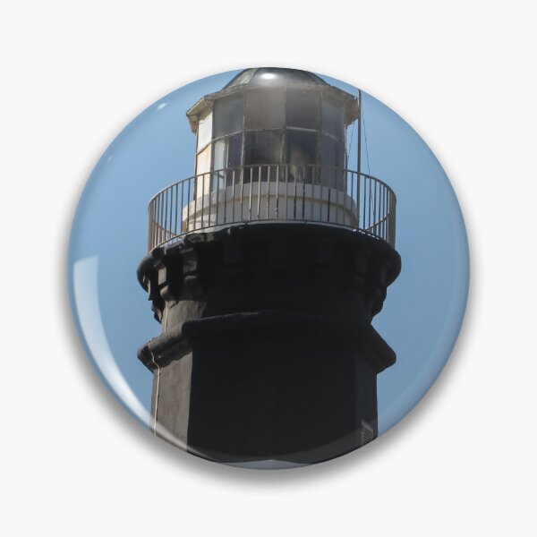 Item preview, Black and White Lighthouse Tower With Lantern Room and Balcony Against Clear Blue Sky designed and sold by Nmallia.