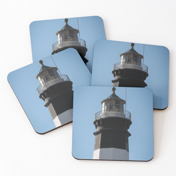 Item preview, Black and White Lighthouse Tower With Lantern Room and Balcony Against Clear Blue Sky designed and sold by Nmallia.