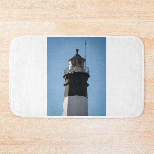 Item preview, Black and White Lighthouse Tower With Lantern Room and Balcony Against Clear Blue Sky designed and sold by Nmallia.