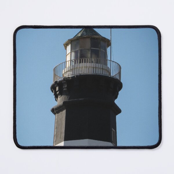 Item preview, Black and White Lighthouse Tower With Lantern Room and Balcony Against Clear Blue Sky designed and sold by Nmallia.